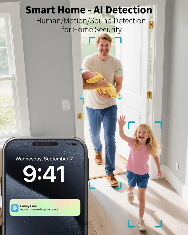 Alt view image 7 of 7 - VIMTAG 5G 4MP Security Camera Indoor, 2 Pack Dog Camera with Speaker 360 Motion Tracking, IR Night Vision, Indoor Cameras for Home Security Puppy Cat, 2-Way Audio, Support Alexa, Card (Not Included)
