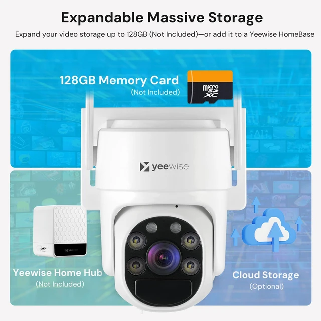 Alt view image 2 of 7 - yeewise Home Security Cameras System, 4MP Solar Security Cameras Wireless | Add-on Cam, 360° Pan & Tilt, WiFi-6, Color Night Vision, Motion Detection, 5G & 2.4G WiFi, Local Storage, No Subscription