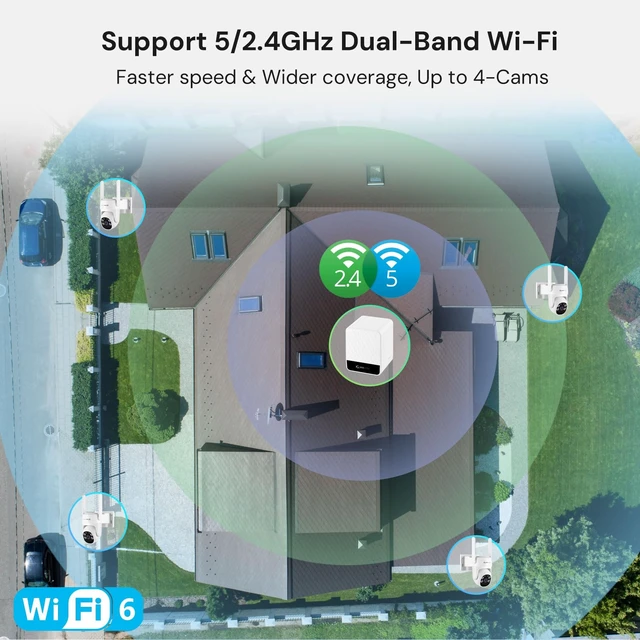 Alt view image 3 of 7 - yeewise Home Security Cameras System, 4MP Solar Security Cameras Wireless | Add-on Cam, 360° Pan & Tilt, WiFi-6, Color Night Vision, Motion Detection, 5G & 2.4G WiFi, Local Storage, No Subscription