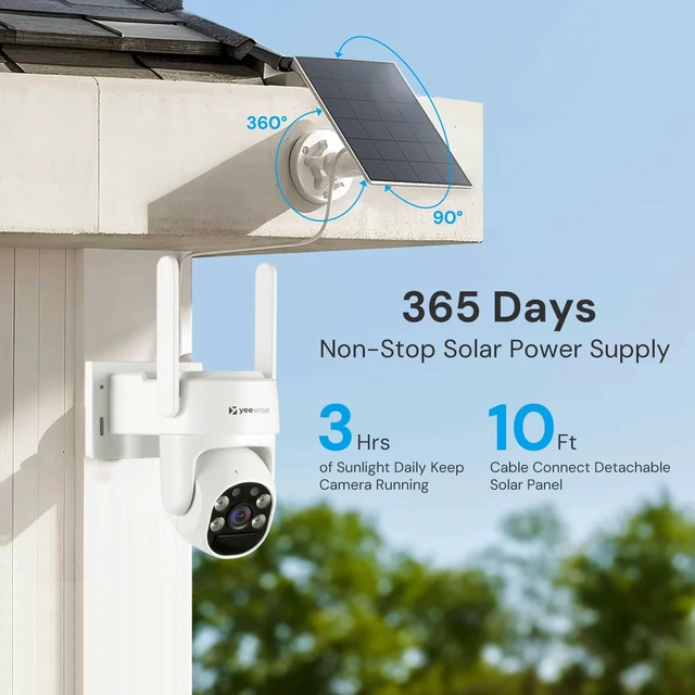 Alt view image 6 of 7 - yeewise Home Security Cameras System, 4MP Solar Security Cameras Wireless | Add-on Cam, 360° Pan & Tilt, WiFi-6, Color Night Vision, Motion Detection, 5G & 2.4G WiFi, Local Storage, No Subscription