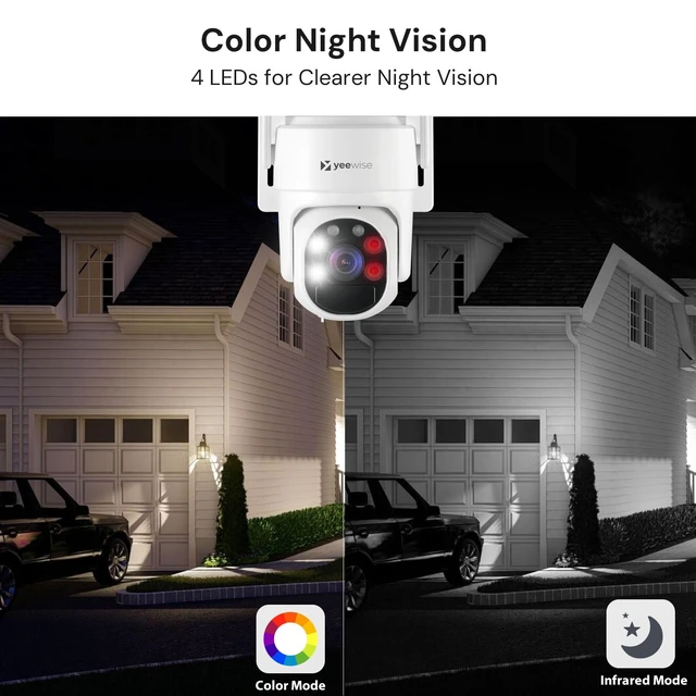 Alt view image 7 of 7 - yeewise Home Security Cameras System, 4MP Solar Security Cameras Wireless | Add-on Cam, 360° Pan & Tilt, WiFi-6, Color Night Vision, Motion Detection, 5G & 2.4G WiFi, Local Storage, No Subscription