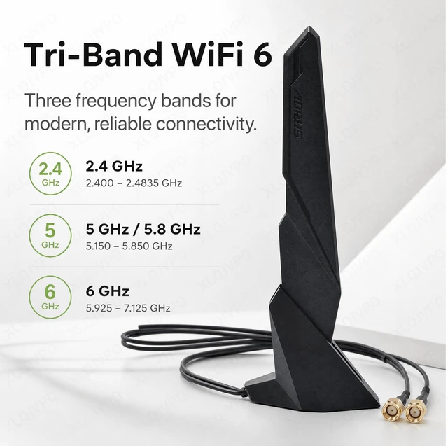 Alt view image 2 of 7 - SAMXI SMA WiFi 6e 2T2R Antenna 2.4G/5G Dual Band for GIGABYTE AORUS Z390 Z270 Z370 Z490 Z590 Z690 X470 X570 X570S X570I H470 H470I H610 B460 B450 B550 B560 B660 AX X299X Magnetic Base PC Desktop