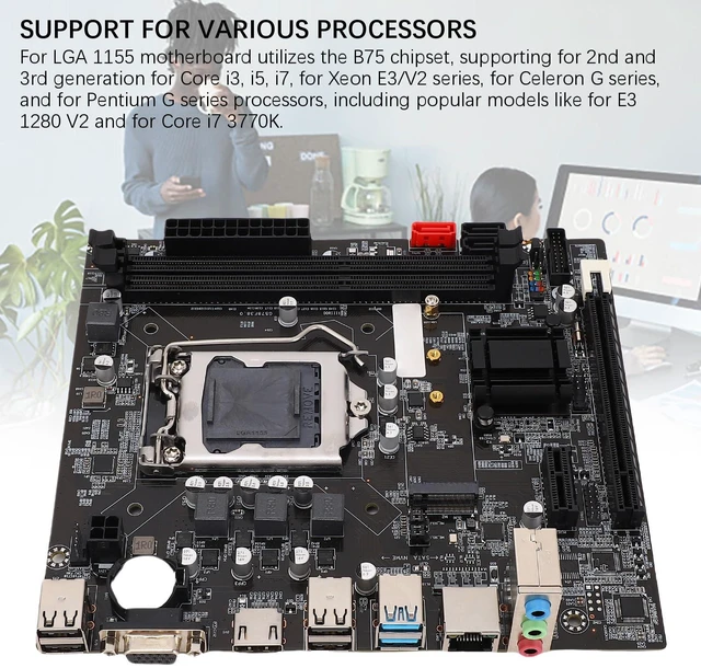 Alt view image 7 of 7 - B75 Motherboard, High Performance LGA1155 Gaming Motherboard with Dual Mode M.2 NVME NGFF 16GB DDR3 Support for i7 3770K E3 V2 8 Layer PCB Industrial Grade