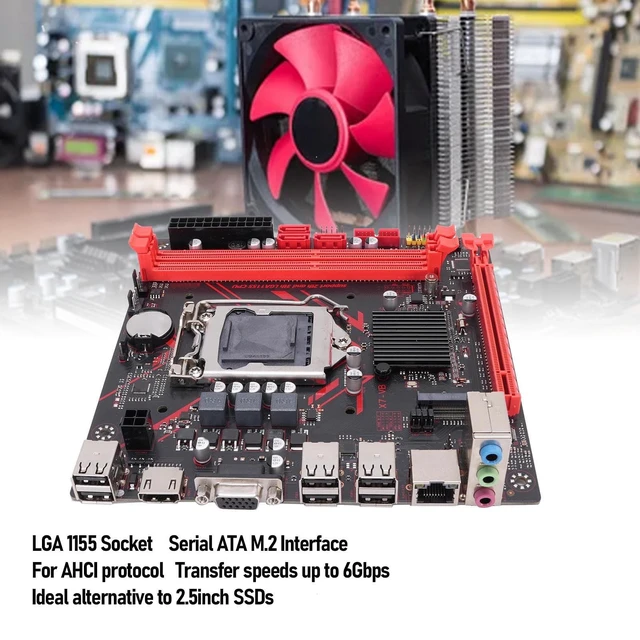 Alt view image 2 of 7 - Sanpyl H61 Mini ITX Motherboard LGA 1155 for Core i3 i5 i7 2nd,3rd Gen, Support M.2 SATA SSD, DDR3 16GB, 1080P VGA,HDMI, PCIE x8, USB 3.0, Desktop Gaming and Office PC Build
