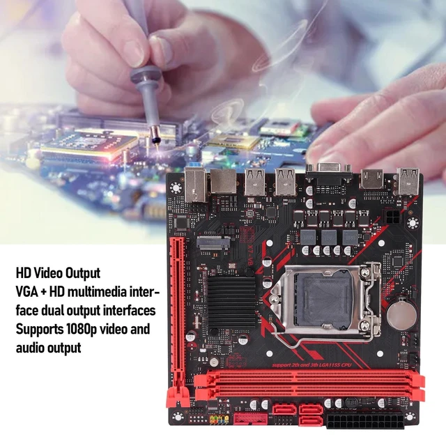 Alt view image 3 of 7 - Sanpyl H61 Mini ITX Motherboard LGA 1155 for Core i3 i5 i7 2nd,3rd Gen, Support M.2 SATA SSD, DDR3 16GB, 1080P VGA,HDMI, PCIE x8, USB 3.0, Desktop Gaming and Office PC Build