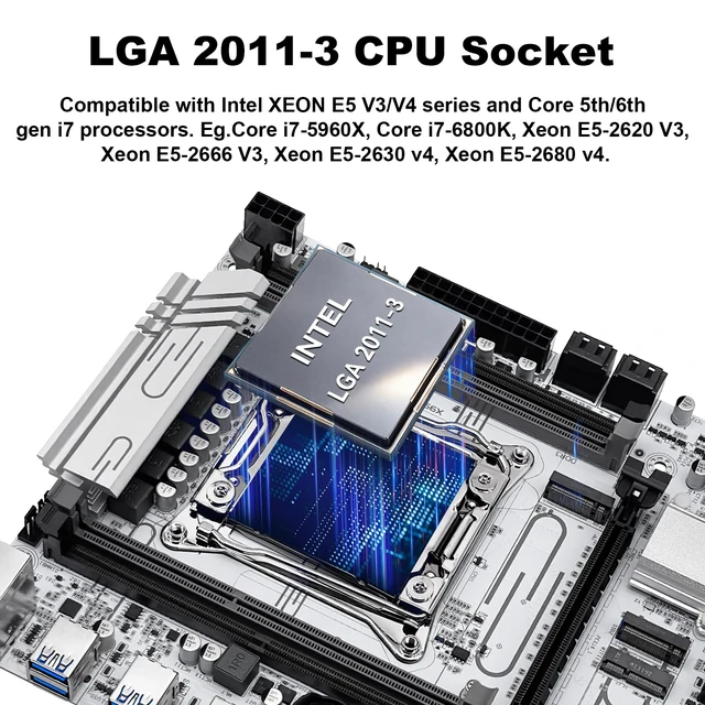 Alt view image 2 of 7 - MACHINIST X99M-D4/D3-ARGB Intel LGA 2011-V3 Motherboard, Gaming PC M-ATX | Supports Xeon E5 V3/V4 and Core i7 5th/6th processors, DDR3 DDR4, dual NVMe, TPM slot, WIFI M.2, Gigabit LAN, PCIe 3.0x16