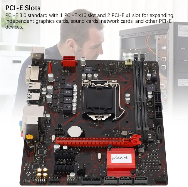 Alt view image 2 of 7 - PUSOKEI M ATX Desktop Motherboard, LGA 1151 CPU Slot DDR4 2133MHz Memory for Core i7 i5 i3 Pentium Celeron 14nm CPU, with PCI E 3.0 DVI Interface 5 Phase Power Supply