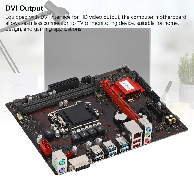 Alt view image 4 of 7 - PUSOKEI M ATX Desktop Motherboard, LGA 1151 CPU Slot DDR4 2133MHz Memory for Core i7 i5 i3 Pentium Celeron 14nm CPU, with PCI E 3.0 DVI Interface 5 Phase Power Supply