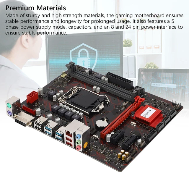 Alt view image 5 of 7 - PUSOKEI M ATX Desktop Motherboard, LGA 1151 CPU Slot DDR4 2133MHz Memory for Core i7 i5 i3 Pentium Celeron 14nm CPU, with PCI E 3.0 DVI Interface 5 Phase Power Supply