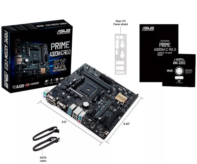 Alt view image 6 of 6 - ASUS Prime A320M-C R2.0 AMD Ryzen AM4 DDR4 HDMI DVI-D VGA M.2 USB 3.0 Micro-ATX A320 Motherboard