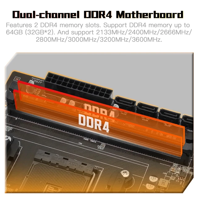 Alt view image 3 of 7 - SHANGZHAOYUAN B450 Motherboard DDR4 for AMD AM4 Ryzen 1-5th Processor | DDR4 Max 64GB, NVME/NGFF M.2, PCIe 3.0, SATA 3.0, USB 3.0, Gigabit LAN, HDMI-compatible