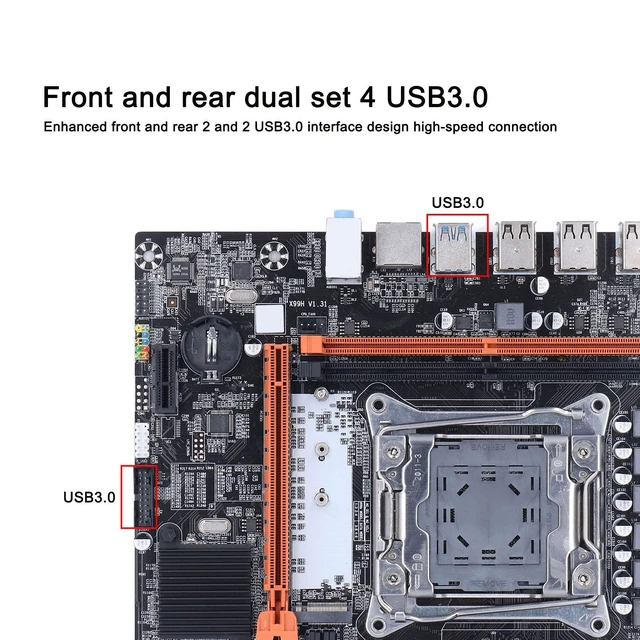 Alt view image 2 of 7 - LGA 2011-3 DDR4 Motherboard - Supports for H81, DDR4 2666/2400/2133MHz, 1x PCIe x16 & X1, USB 3.0, USB2.0, SATA, RJ45, NVME M.2 PC Mainboard for Desktop