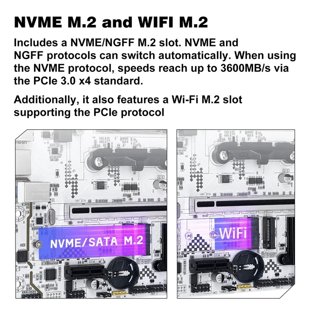 Alt view image 4 of 7 - SHANGZHAOYUAN A520M-GL Motherboard AMD AM4 for Ryzen 3-5th gen CPUs DDR4 | M-ATX, PCIe 3.0, NVME/NGFF M.2, WIFI M.2, SATA 3.0, Gigabit Network, PCIe 3.0