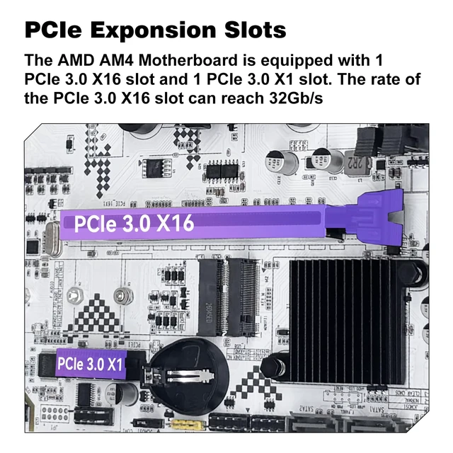 Alt view image 5 of 7 - SHANGZHAOYUAN A520M-GL Motherboard AMD AM4 for Ryzen 3-5th gen CPUs DDR4 | M-ATX, PCIe 3.0, NVME/NGFF M.2, WIFI M.2, SATA 3.0, Gigabit Network, PCIe 3.0
