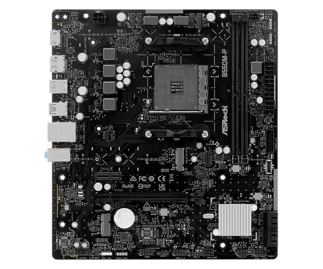 Alt view image 2 of 3 - ASRock B550M-P Micro-ATX Motherboard, AMD AM4, Ryzen 3000-5000 CPUs, DDR4 4733+ (OC), PCIe 4.0, 2.5G LAN, USB 3.2 Gen1 Type-C