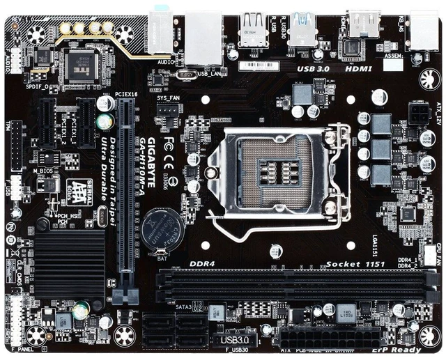 Alt view image 2 of 4 - GIGABYTE GA-H110M-A LGA1151 Intel H110 Micro ATX DDR4 Motherboard