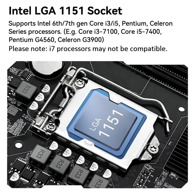 Alt view image 2 of 7 - MACHINIST H110 LGA 1151 Motherboard for Intel Core 6th 7th i3/i5/i7, Pentium, Celeron Series CPUs (DDR4, NVME/SATA M.2, PCIe 2.0, SATA 6Gb/s)