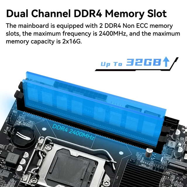 Alt view image 3 of 7 - MACHINIST H110 LGA 1151 Motherboard for Intel Core 6th 7th i3/i5/i7, Pentium, Celeron Series CPUs (DDR4, NVME/SATA M.2, PCIe 2.0, SATA 6Gb/s)