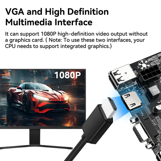 Alt view image 4 of 7 - MACHINIST H110 LGA 1151 Motherboard for Intel Core 6th 7th i3/i5/i7, Pentium, Celeron Series CPUs (DDR4, NVME/SATA M.2, PCIe 2.0, SATA 6Gb/s)
