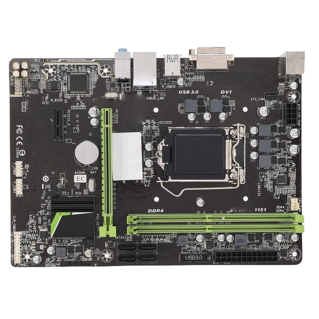 Alt view image 7 of 7 - Dpofirs Computer B150M Motherboard, Micro ATX, for LGA 1151 | 1 * PCI-E X16 & 1 * PCI-E X1, 2 x DDR4 DIMM slots, 6 x USB 3.0, 6 x USB 2.0, 1 x DVI, 1 x VGA