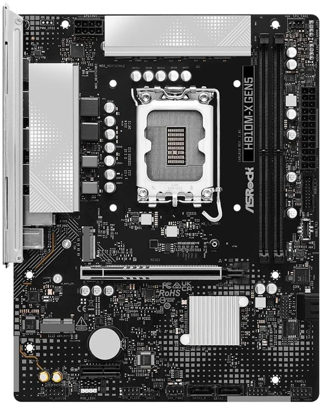 Alt view image 2 of 3 - H810M-X Gen5 Micro-ATX, Intel Core Ultra (Series 2), DDR5 6400, PCIe 5.0, 2.5G LAN, 6+1+1+1+1 Power Phase