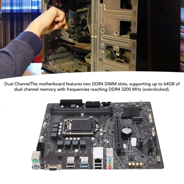 Alt view image 2 of 7 - Bewinner H510M S2 Motherboard LGA 1200, Supports 10th 11th Gen i5 i7, Micro ATX DDR4 3200MHz 64GB, PCIe 4.0, M.2 NVMe SSD, DVI Port Motherboard for Gaming PC
