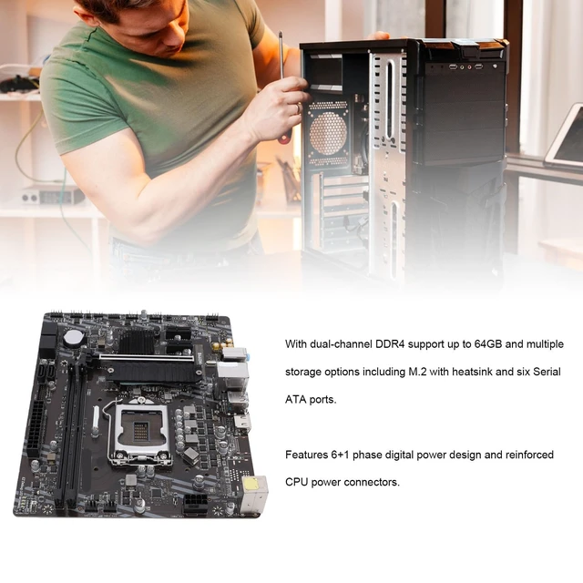 Alt view image 5 of 7 - Wisoqu B460M Gaming Motherboard LGA 1200, with Dual DDR4 Slots for 10th Gen Core I9 I7 I5 I3 Celeron