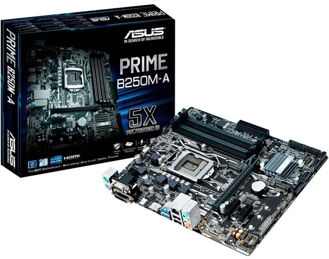 Main image of ASUS Prime B250M-A LGA1151 DDR4 HDMI DVI VGA M.2 B250 mATX Motherboard with USB 3.1