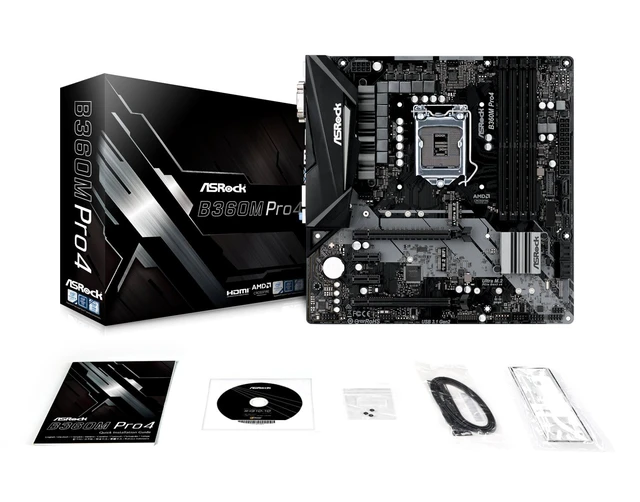 Alt view image 7 of 7 - ASRock B360M PRO4 LGA1151/Intel B360/DDR4/Quad CrossFireX/SATA3&USB3.1/M.2/GbE/MicroATX Motherboard