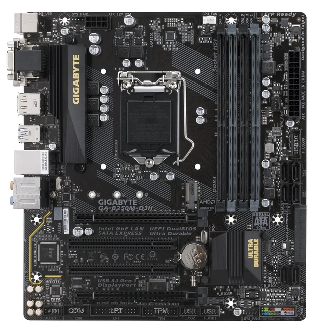 Alt view image 2 of 5 - GIGABYTE GA-B250M-D3H LGA1151 Intel H270 2-Way Crossfire Micro ATX DDR4 Motherboard