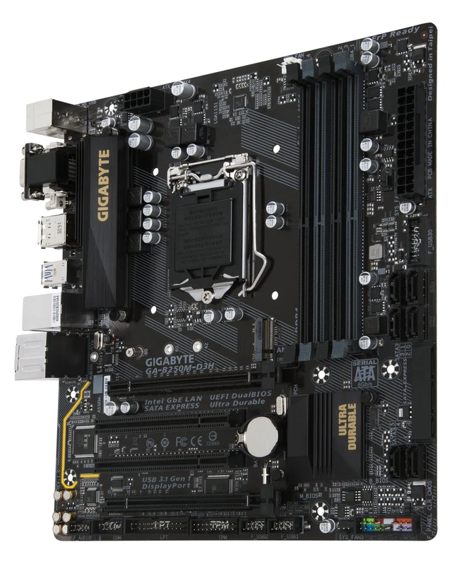 Alt view image 3 of 5 - GIGABYTE GA-B250M-D3H LGA1151 Intel H270 2-Way Crossfire Micro ATX DDR4 Motherboard