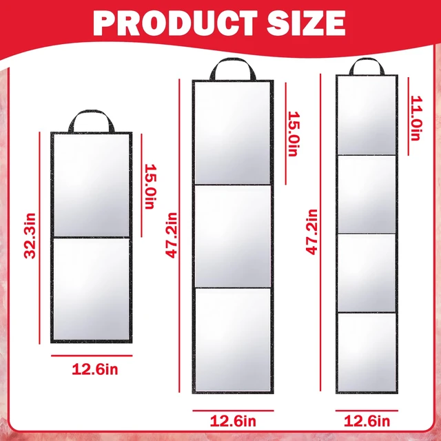 Alt view image 2 of 7 - MEPIG Foldable Acrylic Full Length Mirror, Black, Four-Fold, Thickened | Wall & Table, Portable, Glitter Surface, 360° 3 Way View, for Dance Bedroom Wardrobe Stage Makeup Checks Travel Camping Use