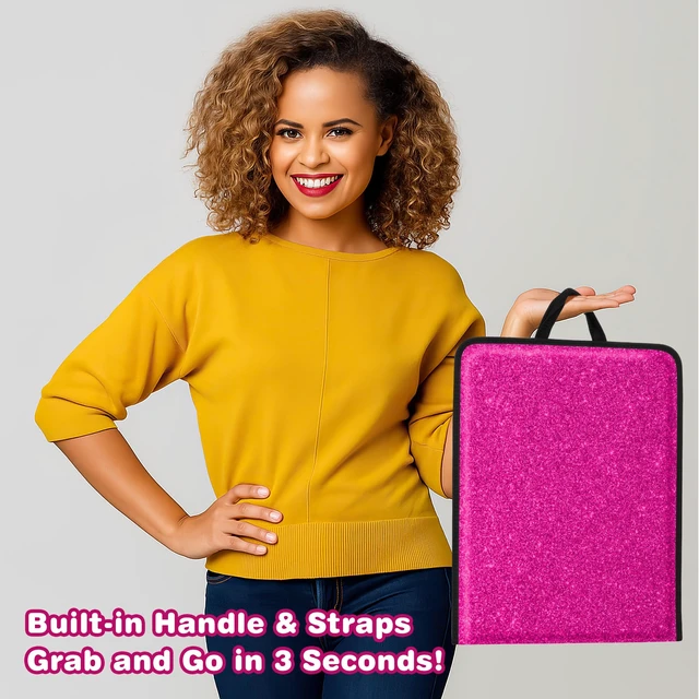 Alt view image 4 of 7 - LPHUMEX Sparkle Hot Pink Folding Mirror 13x33, Foldable Full-Length Travel Mirror 3-Way Use, Perfect for Dance, Festivals, RV