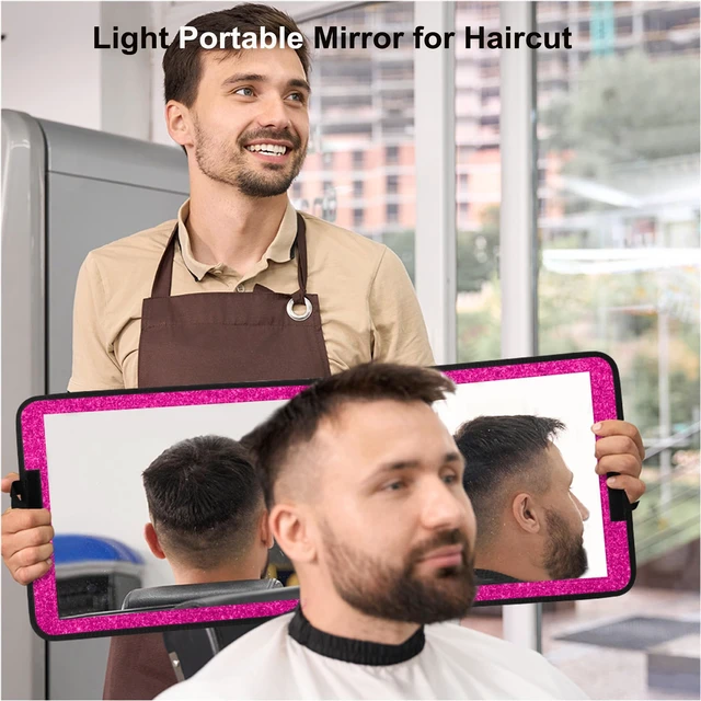 Alt view image 7 of 7 - LPHUMEX Sparkle Hot Pink Folding Mirror 13x33, Foldable Full-Length Travel Mirror 3-Way Use, Perfect for Dance, Festivals, RV