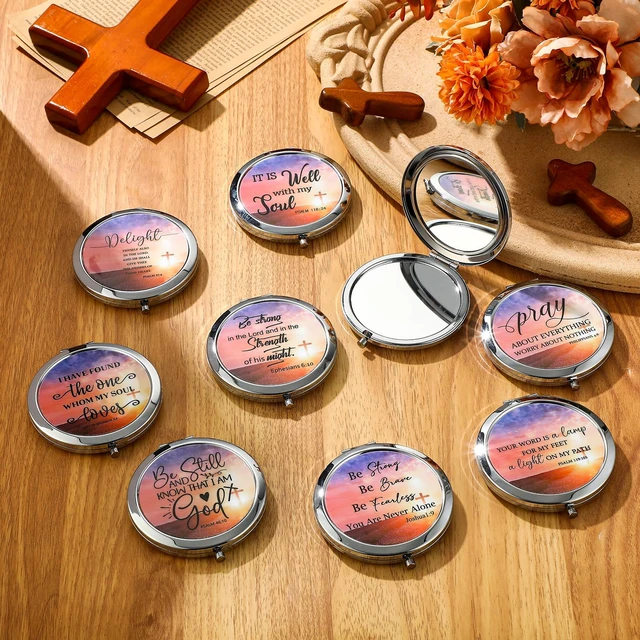 Alt view image 4 of 7 - 18 Pcs Rattanview Christian Gifts Mirror for Women Bulk | Inspirational Christian Gifts with Cross Design, Bulk Party Favors for Church Events Graduation, Faith Scripture Quotes
