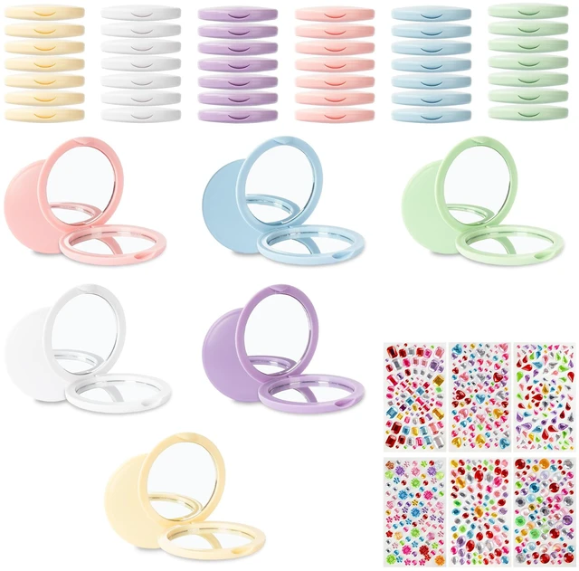 Main image of Lilingsty Compact Mirror Bulk, 6-Color Mini, with DIY Stickers (48-PACK) | Double-Sided Mirror Bulk, Compact And Exquisite, Individually Packaged, Ideal For Travel, Gifts, Outdoor Use