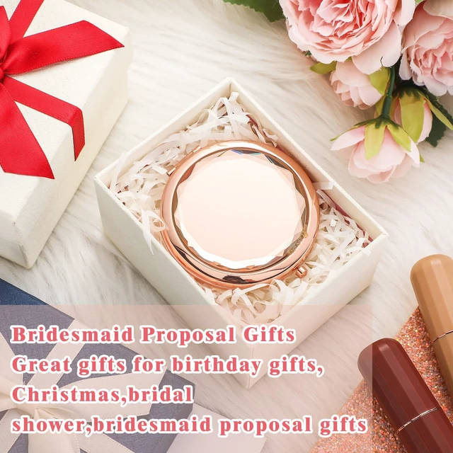 Alt view image 4 of 7 - Barydat 24 Set Rose Gold Compact Mirrors 2-sided 1x/2x for Women Wedding | Pocket Travel Makeup Mirror with Bags, Magnifying Compact for Purse, Bridal Shower Bridesmaids Party Favors Gift
