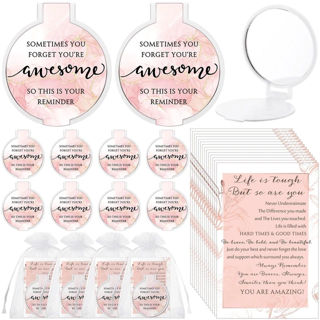 Main image of Cinnvoice 50 Set Inspirational Compact Mirror for Women Bulk,Pink Marble | Sometimes You Forget You're Awesome Gifts,2.76 Inch Appreciation Portable Folding Mirror for Staff Teacher Nurse Coworker