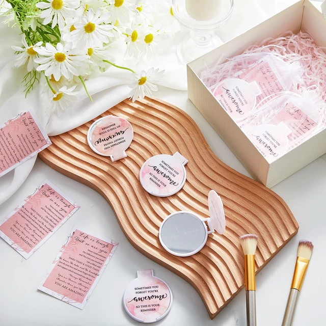 Alt view image 5 of 6 - Cinnvoice 50 Set Inspirational Compact Mirror for Women Bulk,Pink Marble | Sometimes You Forget You're Awesome Gifts,2.76 Inch Appreciation Portable Folding Mirror for Staff Teacher Nurse Coworker