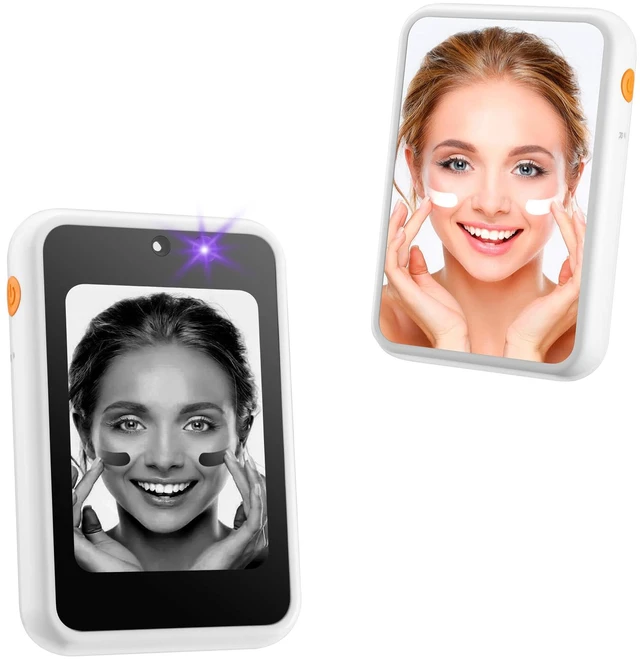 Main image of UV Camera for Sunscreen Test UV Mirror Sunscreen Camera 2.8inch | Rechargeable Vanity Mirror Handheld Double-Sided Pocket Mirror for Skin Protection(White)