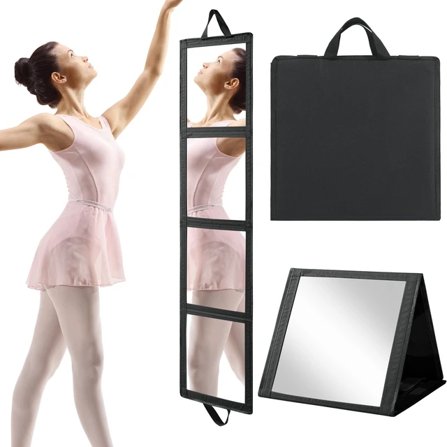 Main image of ROYALAY Foldable Full Length Mirror with Handle, 47 * 13in Four-fold Portable Mirror for Travel Makeup Dancing and Fitting Clothes, Black