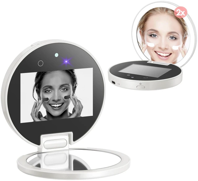Main image of UV Camera for Sunscreen Test with 2X Magnifying Vanity Mirror 3.8 Inch | Rechargeable UV Mirror Sunscreen Camera with Light Handheld Double-Sided Pocket Mirror for Skin Protection(White)