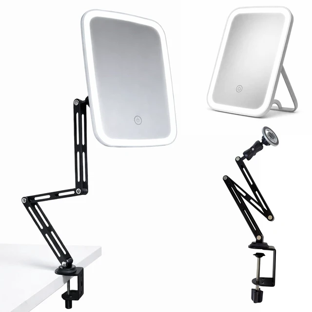 Main image of Ezcora Clip On Vanity Mirror with Light for Nearsighted Makeup, Magnetic Detachable Makeup Mirror with Extension Arm, Rechargeable 3 Color Lighted Mirror for Desk, Tabletop or Clamp-On Use