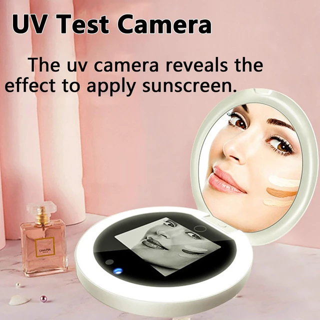 Alt view image 2 of 7 - Mirror Camera with Light, 2X Magnification, Travel Makeup, 3.5in Pocket Size, for Sunscreen Testing