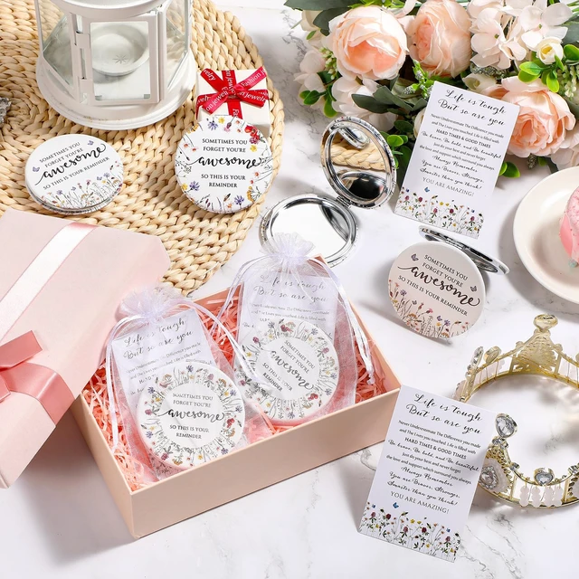 Alt view image 4 of 6 - Geetery 24 Sets Mini Compact Mirrors Bulk for Women, Wildflower | Double Sided, Purse Pocket Mirrors with Inspirational Cards, Thank You Gifts for Medical Assistants Nurses Employee Coworkers