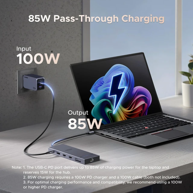 Alt view image 6 of 7 - USB C Docking Station Triple Monitor 4K, 12-in-1 Dock with 2xHDMI+DP | 2x10Gbps USB-C, 2xUSB-A, 100W PD, SD/TF 3.0, 1G Ethernet, 3.5mm Audio, Revodok Pro 3121 USB-C Hub Adapter,macOS Mirrors Only