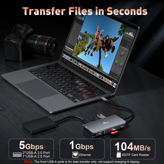 Alt view image 4 of 7 - THANDBLE 9 in 1 Docking Station Dual Monitor, USB C to Dual HDMI Adapter, 1000Mbps LAN, 100W PD, SD/TF 3*USB-A Data Port, HDMI Extended Display Laptop USB C Hub for HP/Dell/XPS/Lenovo/Laptop