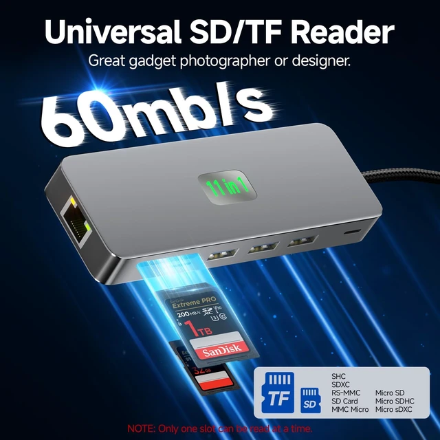 Alt view image 6 of 7 - USB C Docking Station Dual Monitor 11 in 1, 4K@60Hz HDMI & DisplayPort Hub with Gigabit Ethernet, 100W PD, USB 3.0, USB C, SD/TF Card Reader, Compatible with MacBook, Dell, HP, Lenovo, Surface