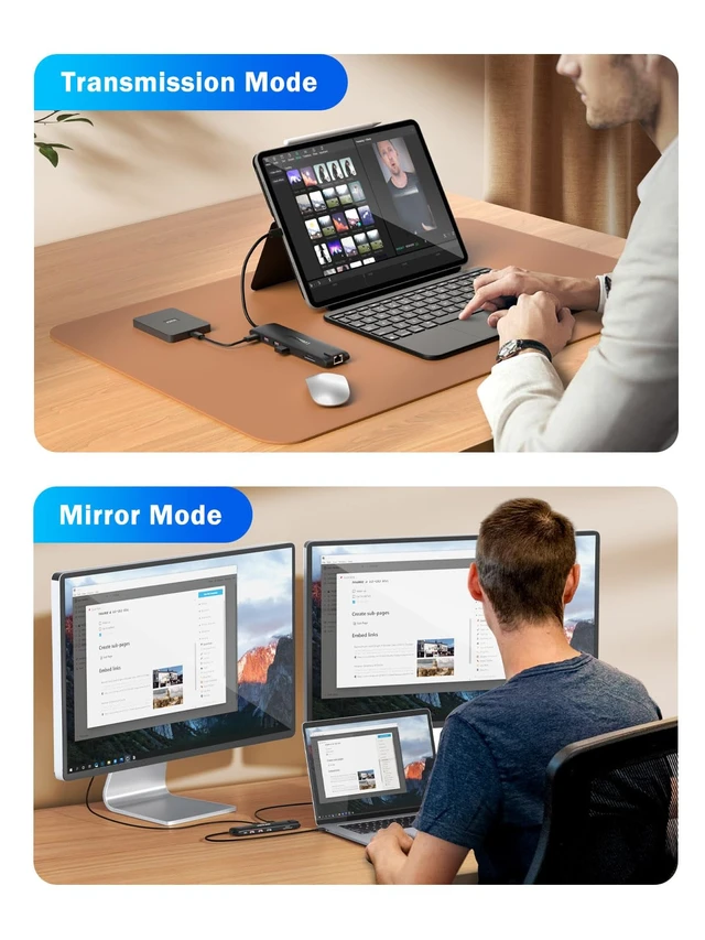 Alt view image 5 of 7 - Lemorele 13-in-1 USB C Docking Station with Triple Display, 2X 4K HDMI, VGA, 100W PD, 6 USB Ports (incl. USB-C 3.2), Gigabit Ethernet, SD/TF Reader, 3.5mm Audio for MacBook/Windows