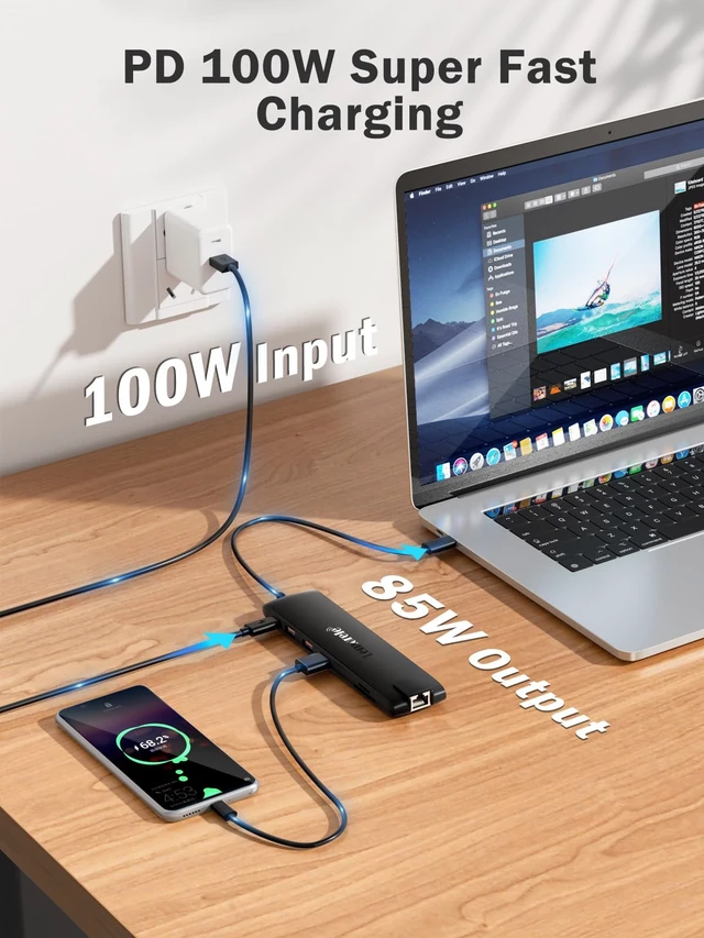 Alt view image 7 of 7 - Lemorele 13-in-1 USB C Docking Station with Triple Display, 2X 4K HDMI, VGA, 100W PD, 6 USB Ports (incl. USB-C 3.2), Gigabit Ethernet, SD/TF Reader, 3.5mm Audio for MacBook/Windows